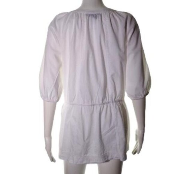 Alfani Tunic Top Size 6 P Womens Boho White with Gold Embroidery Pullover - Picture 6 of 11